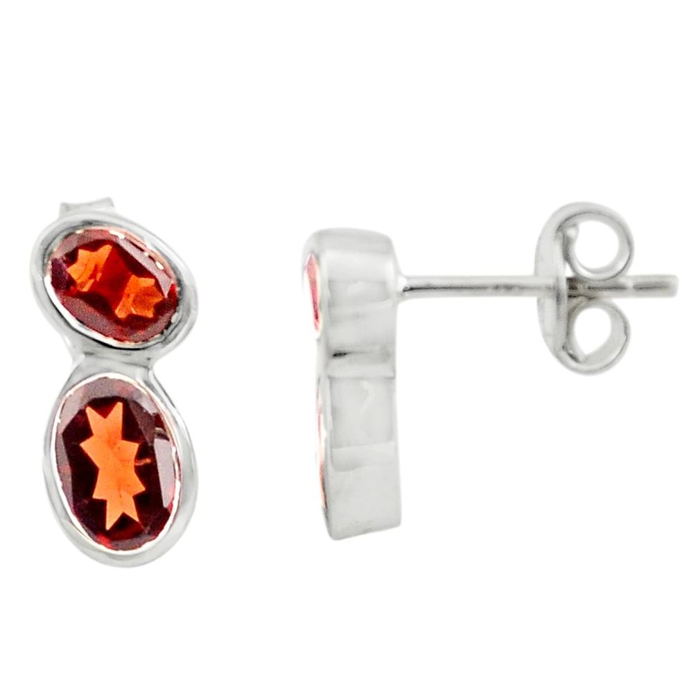 5.51cts natural red garnet 925 sterling silver stud earrings jewelry p73587