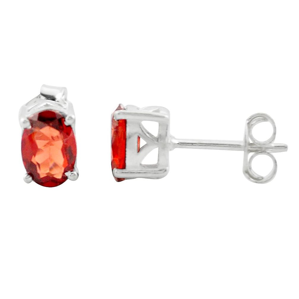 3.46cts natural red garnet 925 sterling silver stud earrings jewelry p74712