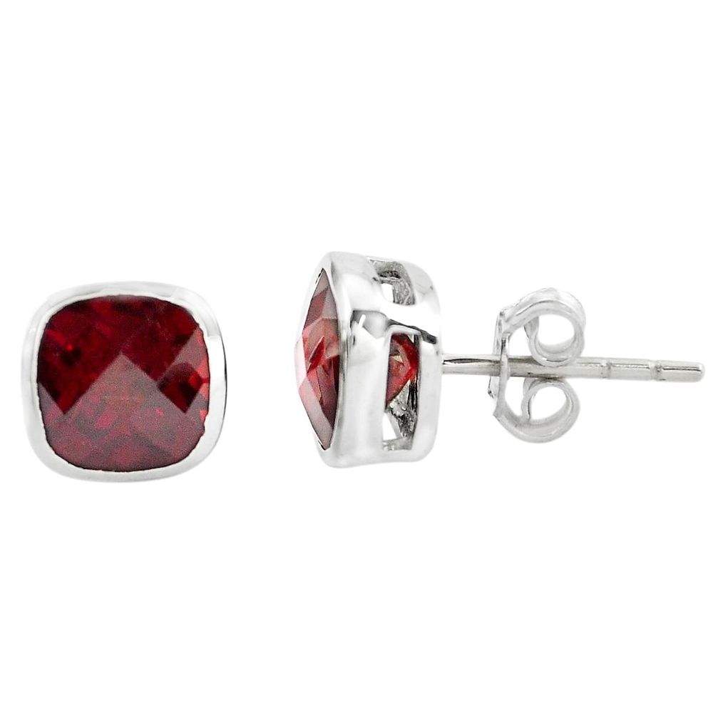 4.30cts natural red garnet 925 sterling silver stud earrings jewelry p82195