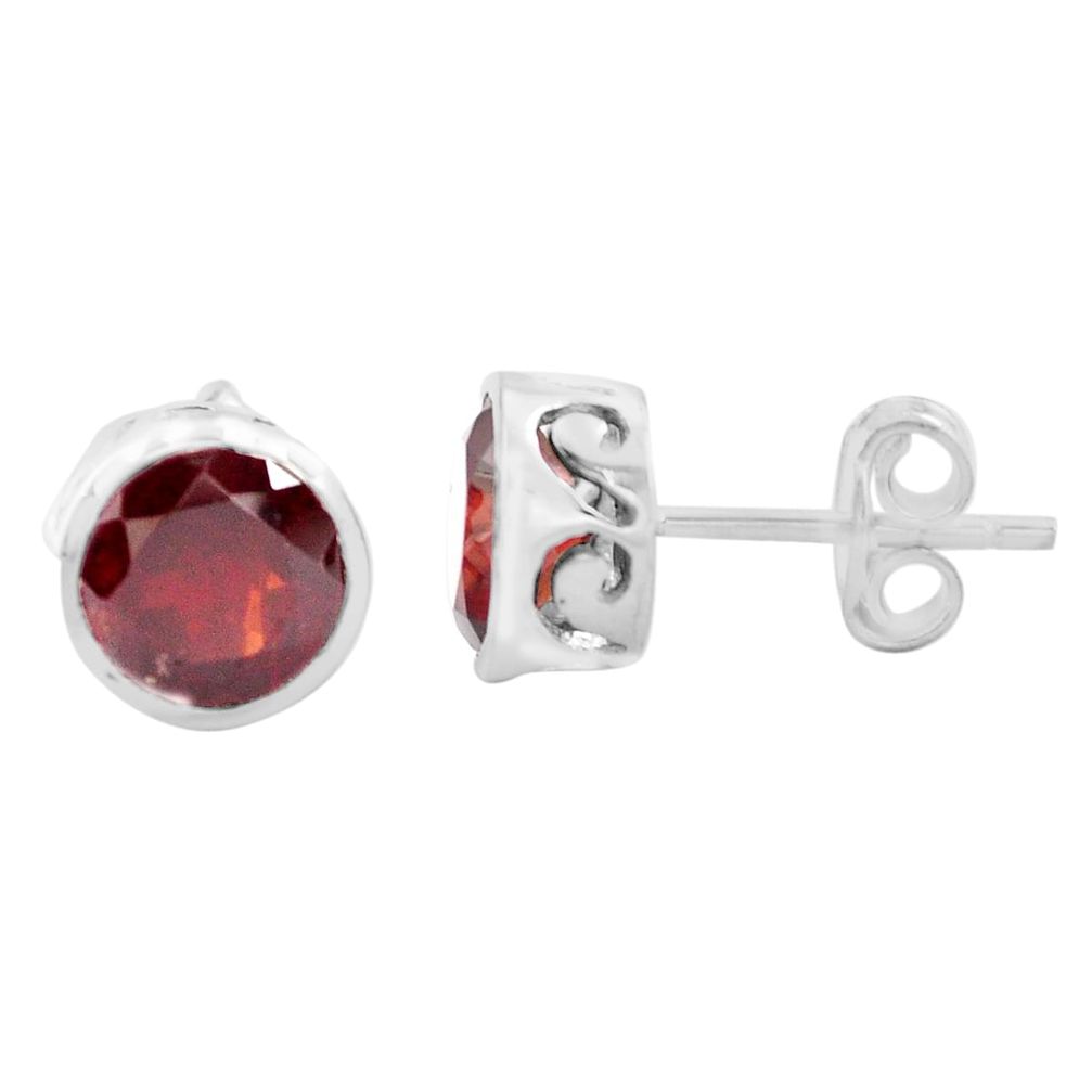 4.28cts natural red garnet 925 sterling silver stud earrings jewelry p82296