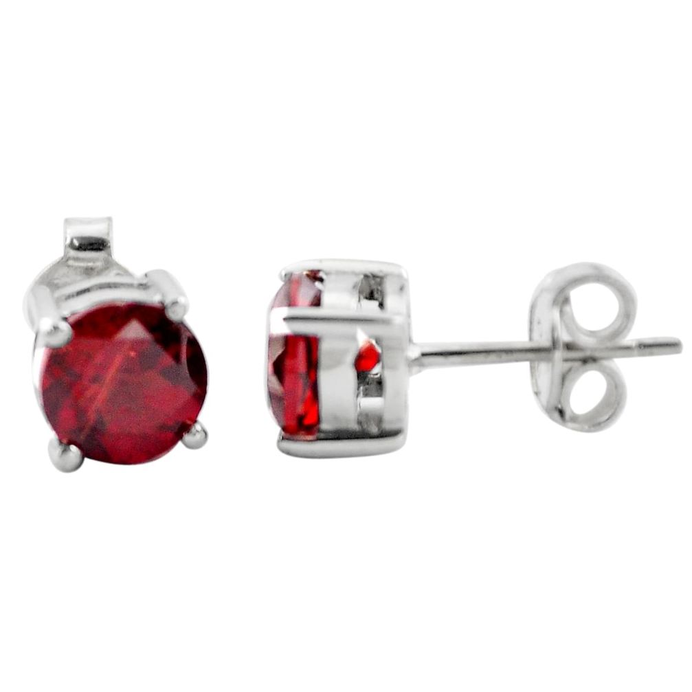 5.43cts natural red garnet 925 sterling silver stud earrings jewelry p84095