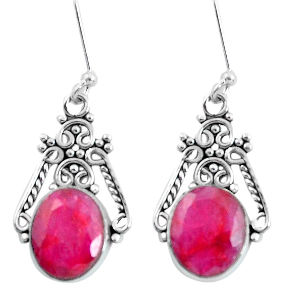 9.04cts natural red ruby 925 sterling silver dangle earrings jewelry d31603