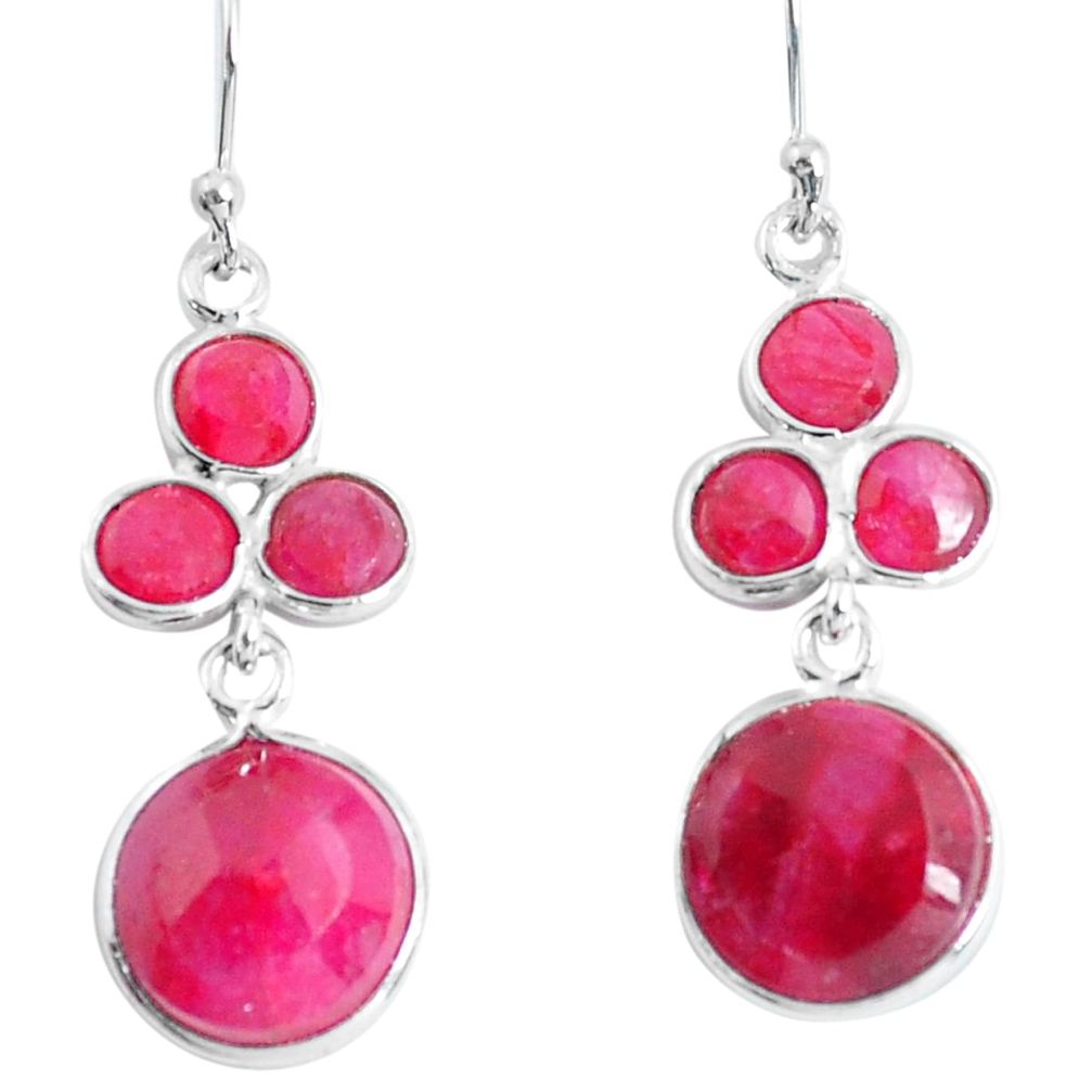 14.08cts natural red ruby 925 sterling silver dangle earrings jewelry d31693