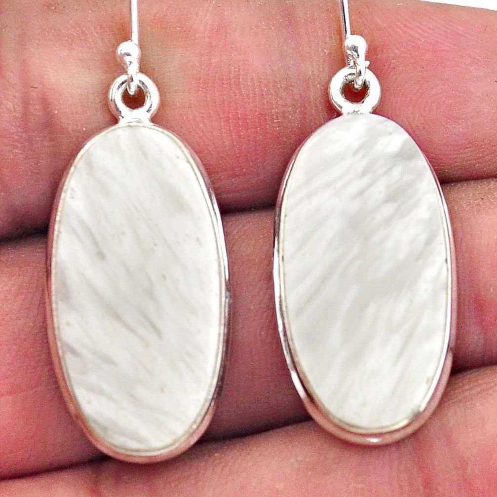 19.23cts natural scolecite high vibration crystal 925 silver earrings p88696