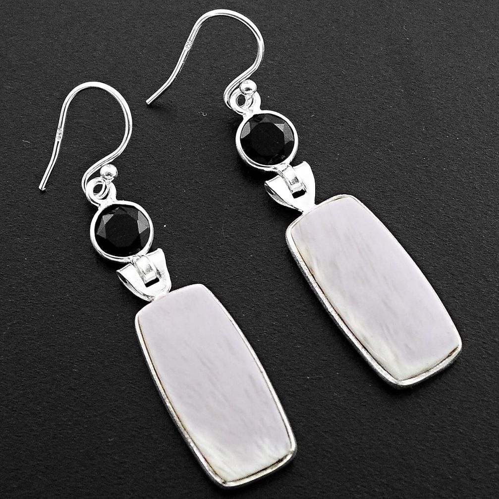 15.86cts natural scolecite high vibration crystal 925 silver earrings p88831