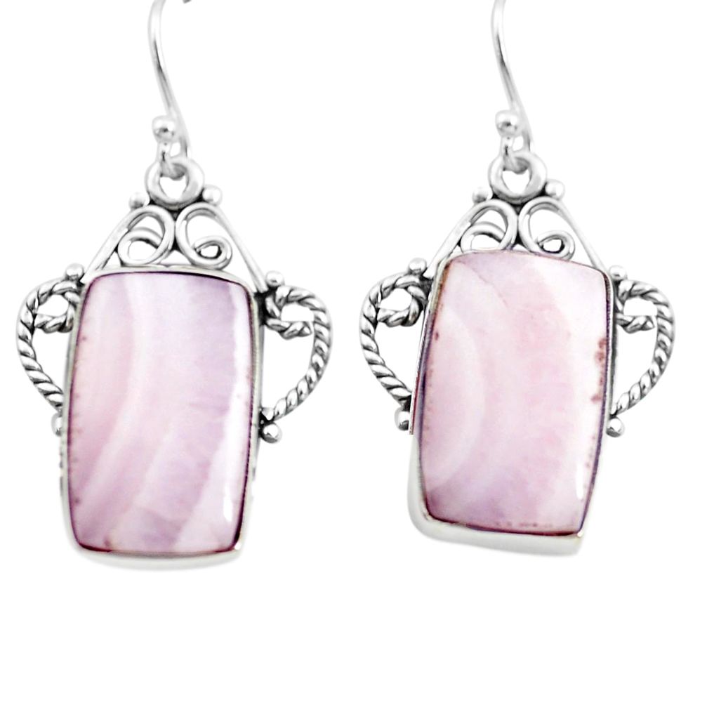 15.02cts natural scolecite high vibration crystal silver dangle earrings p72699