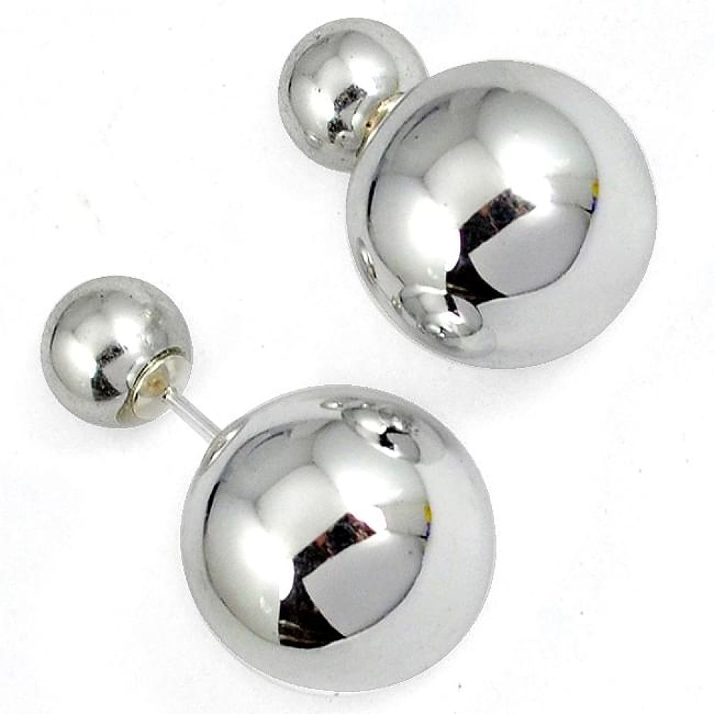 NATURAL SILVER PEARL ROUND 925 STERLING SILVER STUD EARRINGS JEWELRY H2977