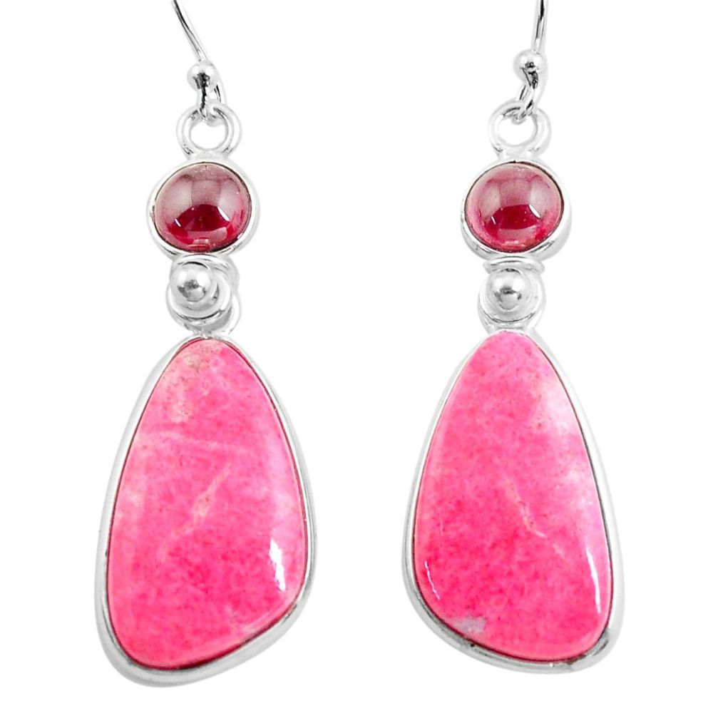 21.44cts natural thulite (unionite, pink zoisite) 925 silver earrings p78622