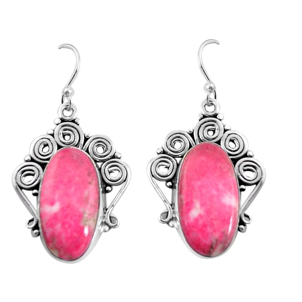 20.86cts natural thulite (unionite, pink zoisite) 925 silver earrings p91942