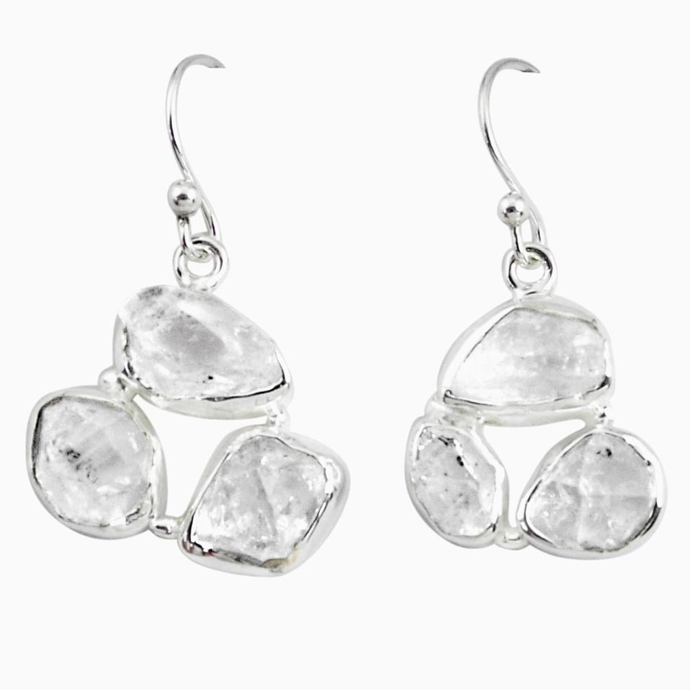 17.22cts natural white herkimer diamond 925 silver dangle earrings p68821