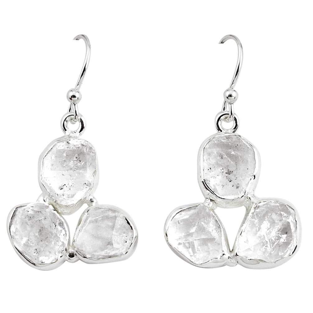 18.70cts natural white herkimer diamond 925 silver dangle earrings p68823