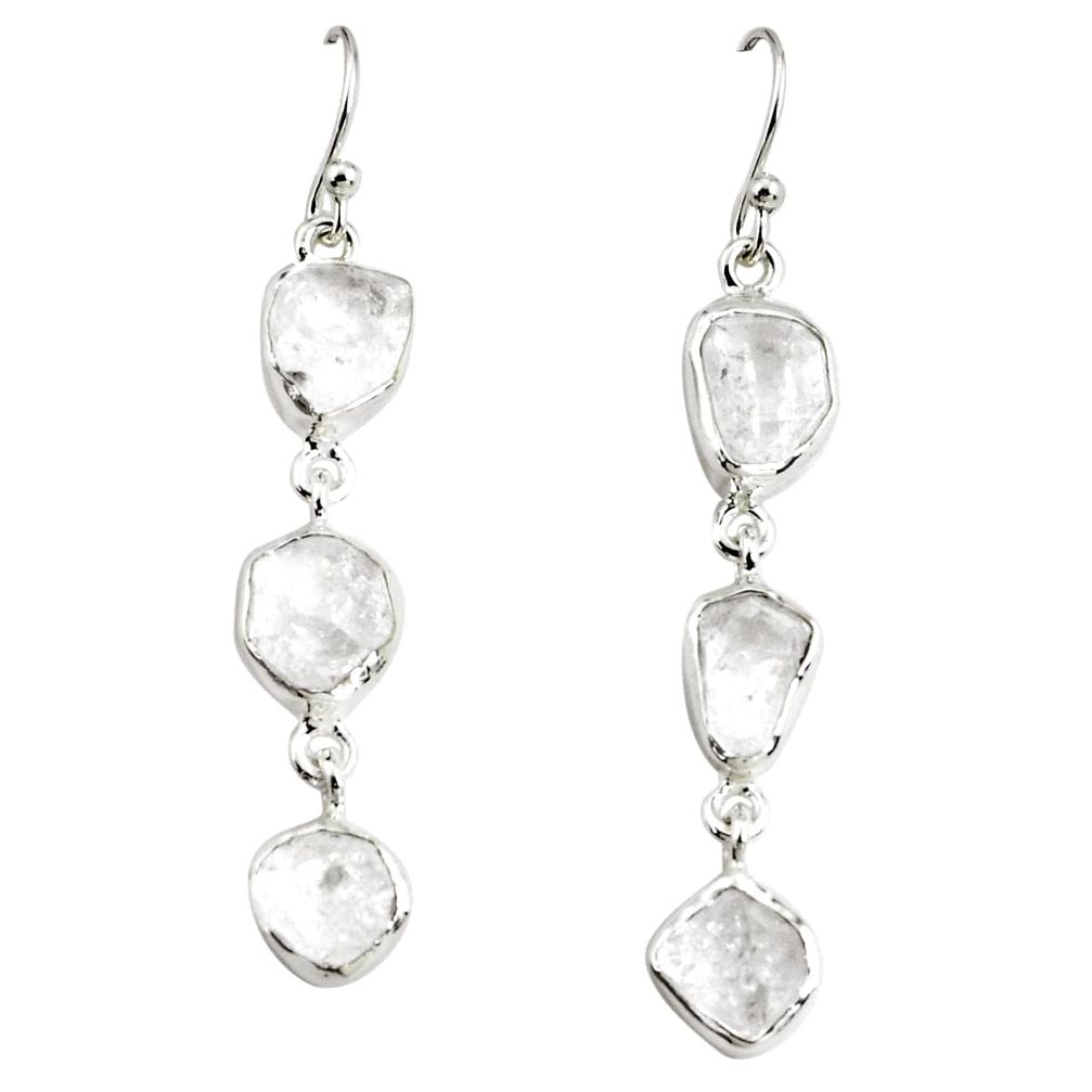 21.18cts natural white herkimer diamond 925 silver dangle earrings p68845