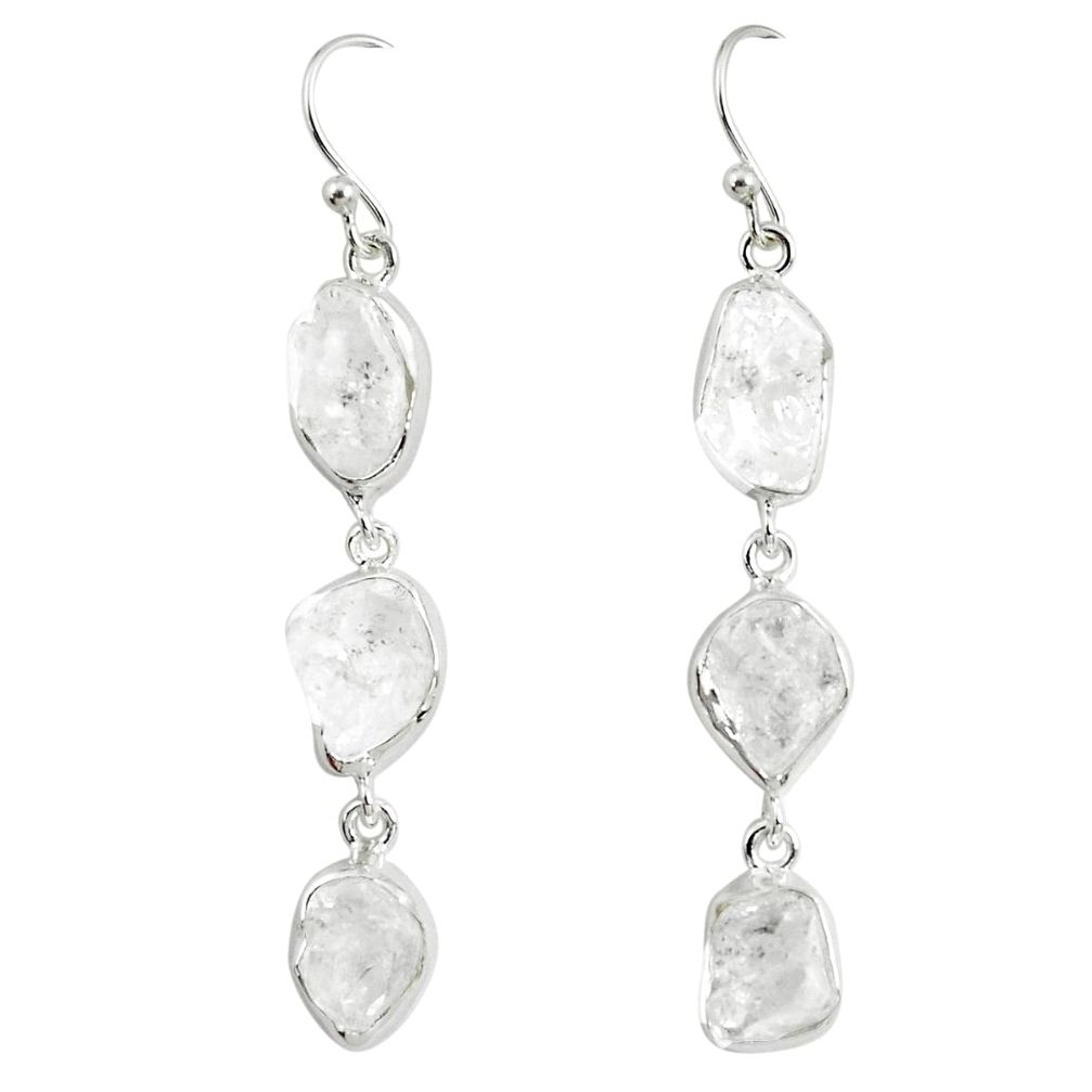 23.15cts natural white herkimer diamond 925 silver dangle earrings p68859