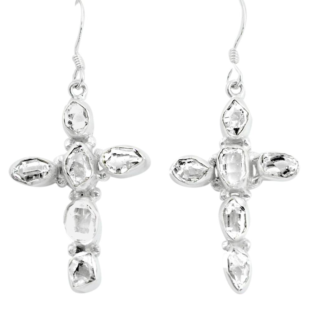 13.71cts natural white herkimer diamond 925 silver holy cross earrings d31525