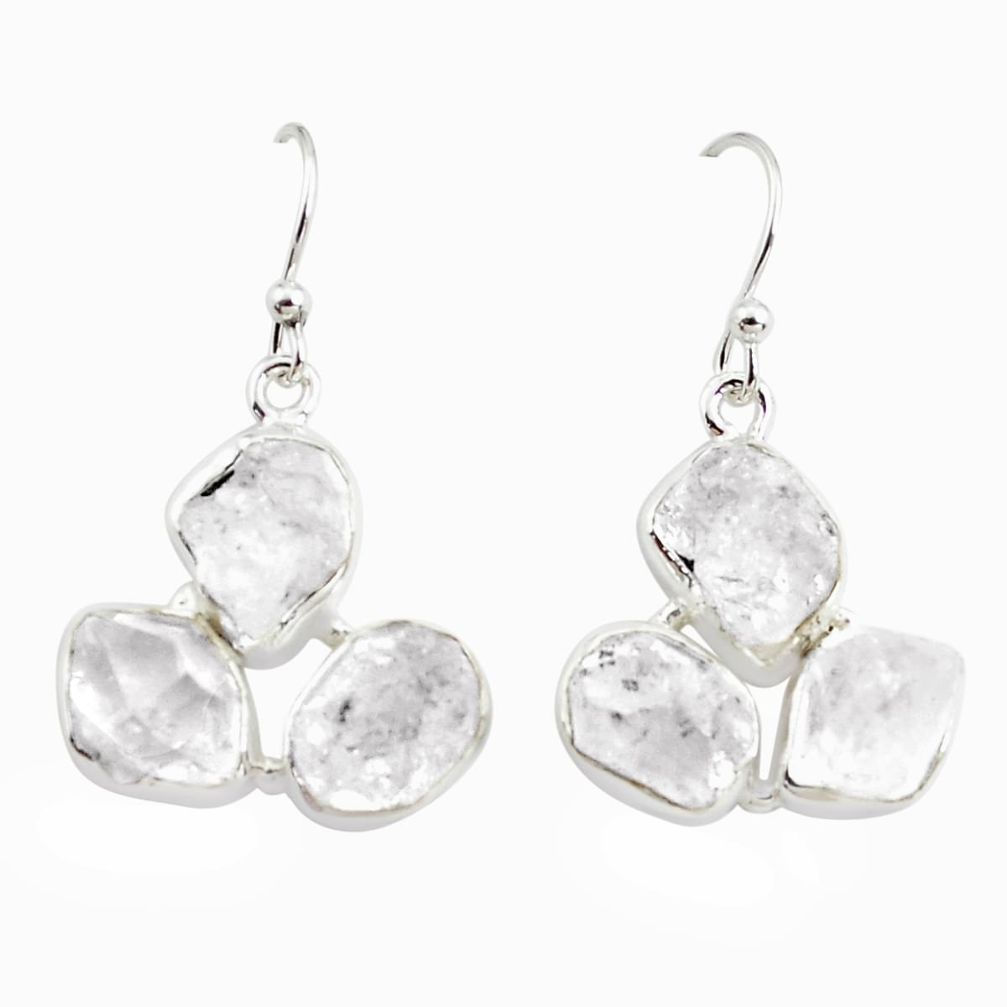 19.72cts natural white herkimer diamond 925 sterling silver earrings p71269