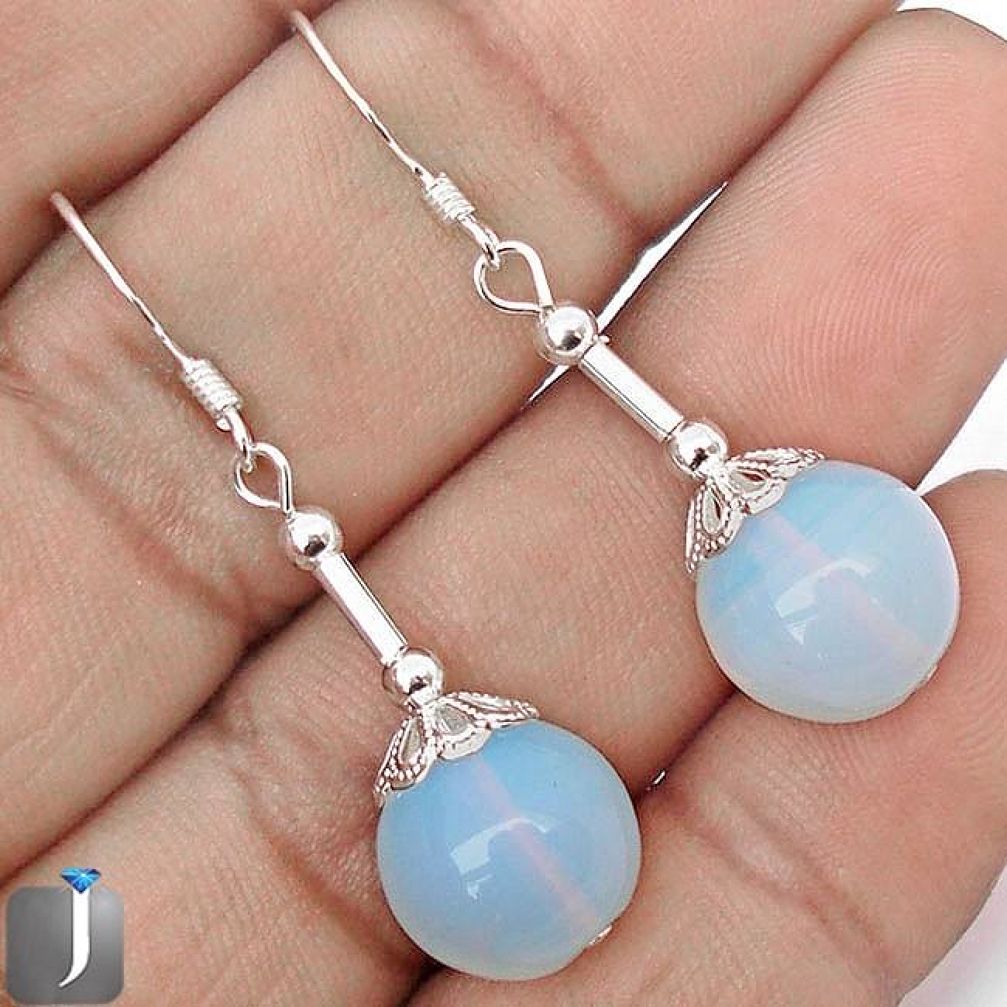 NATURAL WHITE OPALITE 925 STERLING SILVER DANGLE EARRINGS JEWELRY G42440