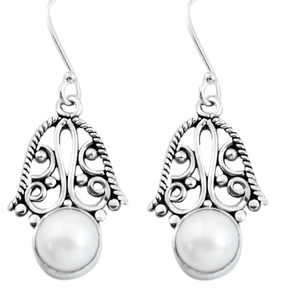 9.16cts natural white pearl 925 sterling silver dangle earrings jewelry d31563