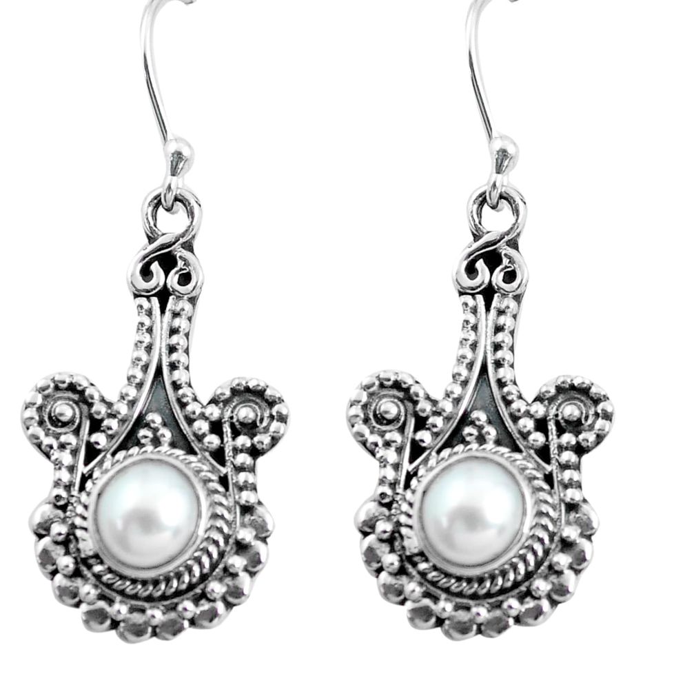 1.85cts natural white pearl 925 sterling silver dangle earrings jewelry d31586