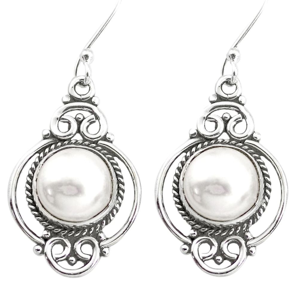 10.41cts natural white pearl 925 sterling silver dangle earrings jewelry p41362