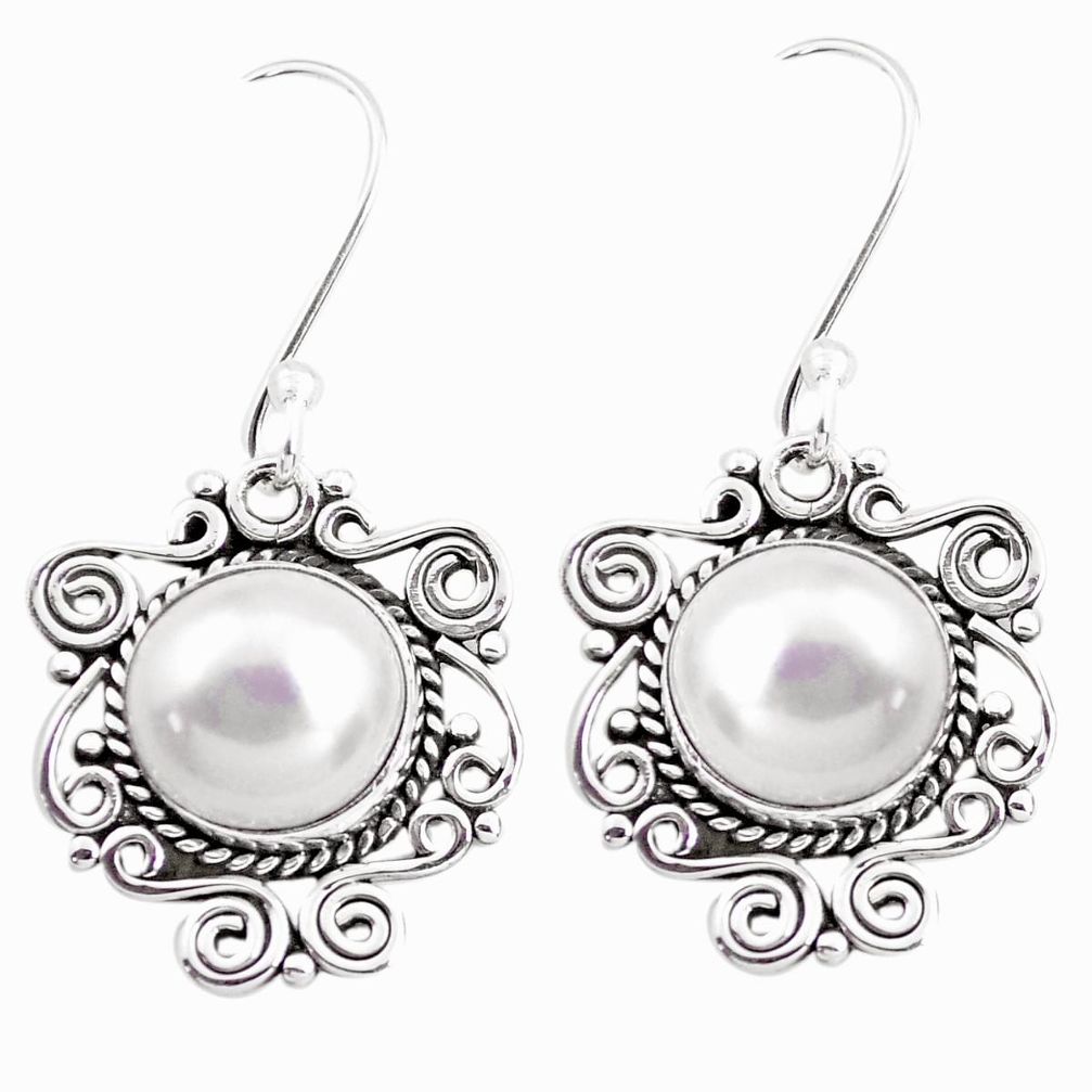 9.63cts natural white pearl 925 sterling silver dangle earrings jewelry p41381