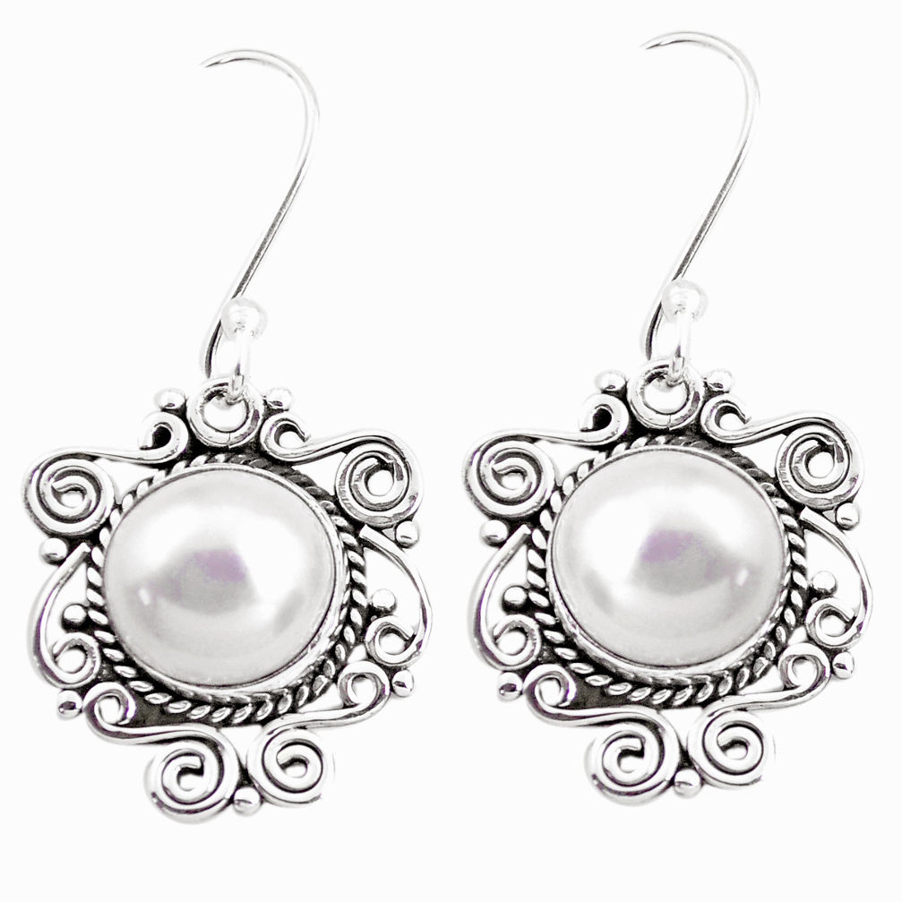 10.30cts natural white pearl 925 sterling silver dangle earrings jewelry p41382