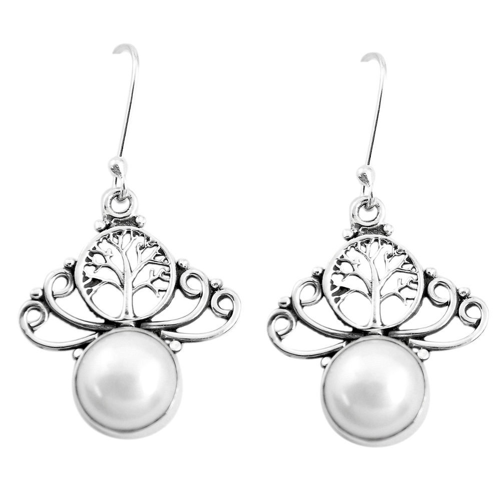 9.61cts natural white pearl 925 sterling silver dangle earrings jewelry p42983
