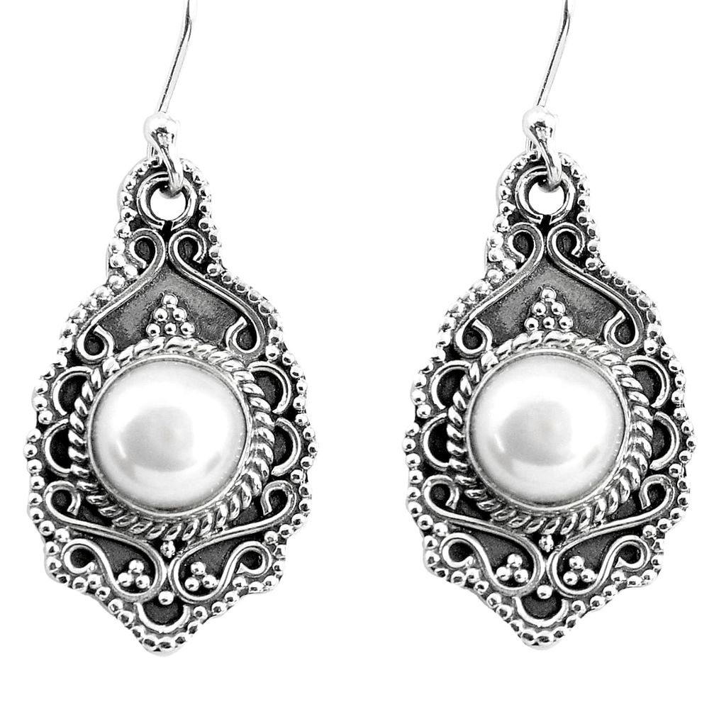 7.22cts natural white pearl 925 sterling silver dangle earrings jewelry p52756