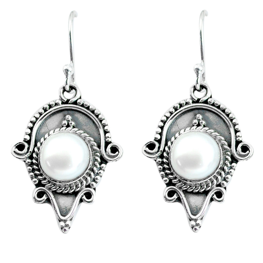 7.12cts natural white pearl 925 sterling silver dangle earrings jewelry p58197