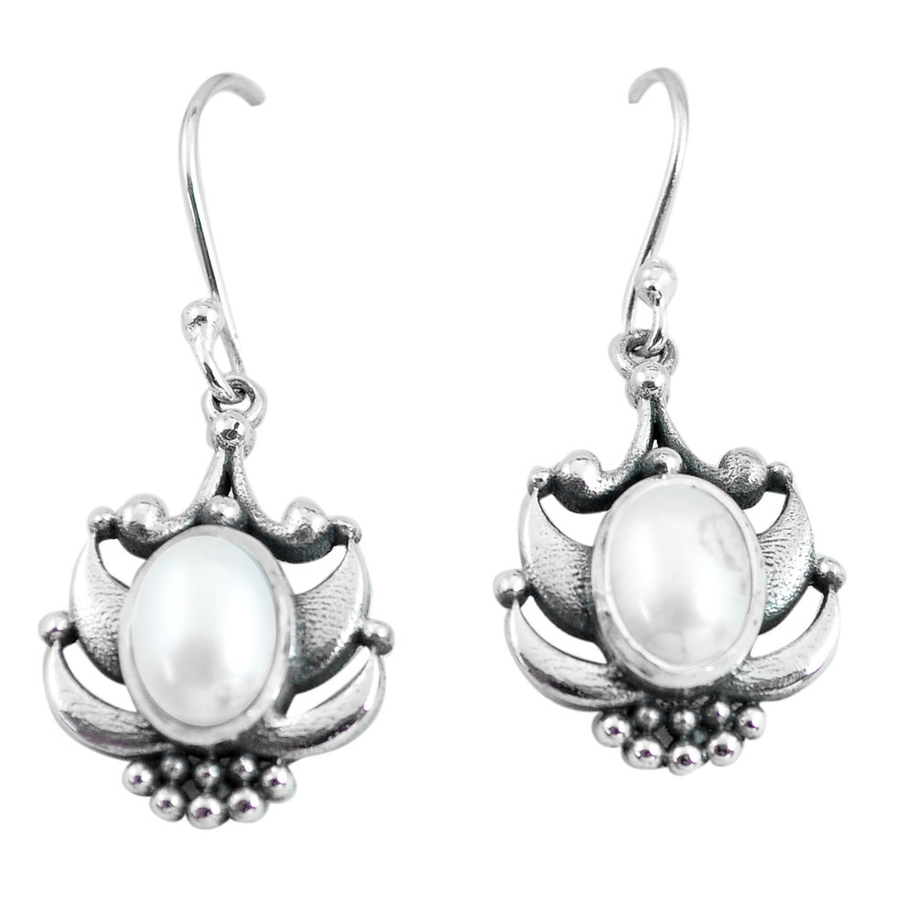 4.21cts natural white pearl 925 sterling silver dangle earrings jewelry p64005