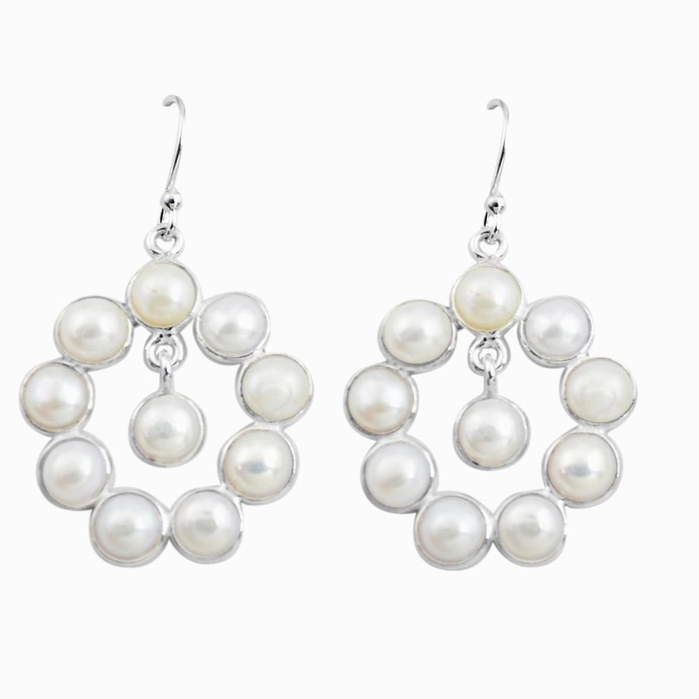 15.34cts natural white pearl 925 sterling silver dangle earrings jewelry p78381