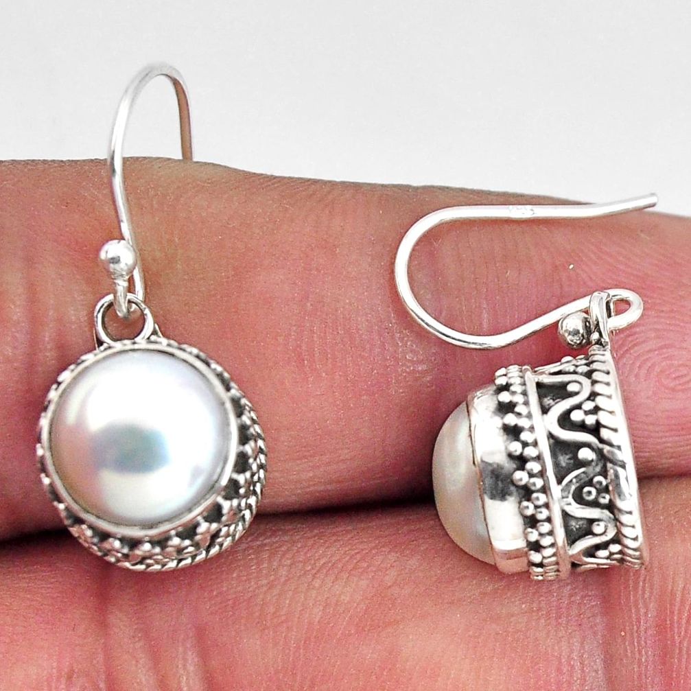 9.06cts natural white pearl 925 sterling silver dangle earrings jewelry p89828