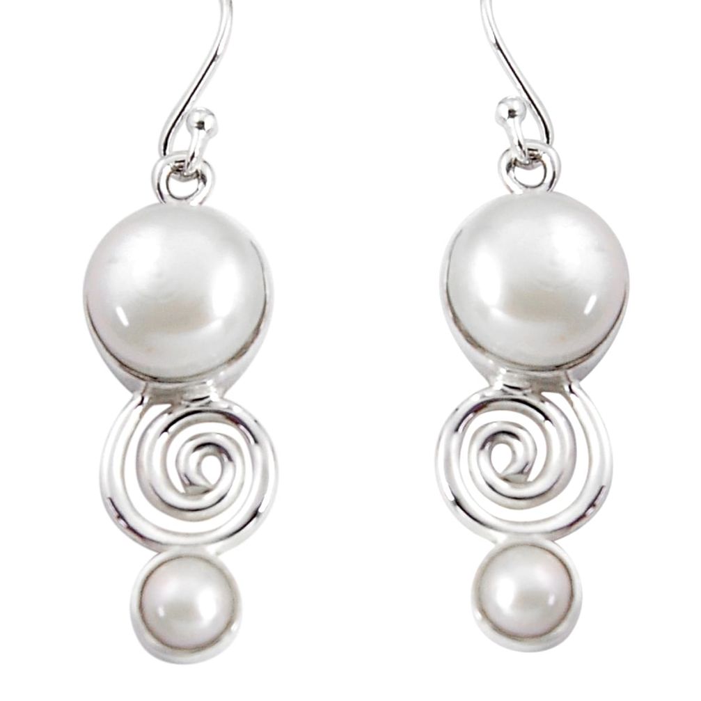 12.04cts natural white pearl 925 sterling silver dangle earrings jewelry p91499