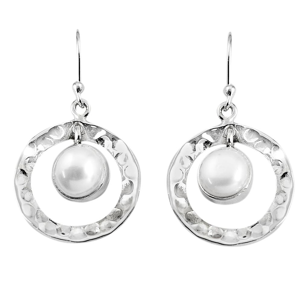4.40cts natural white pearl 925 sterling silver dangle earrings jewelry p91501