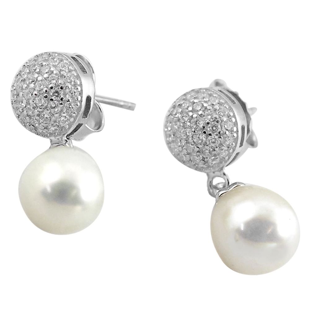 9.61cts natural white pearl topaz 925 sterling silver earrings jewelry c4570