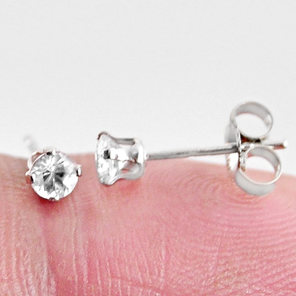 0.05cts natural white topaz 925 sterling silver stud earrings jewelry c5487