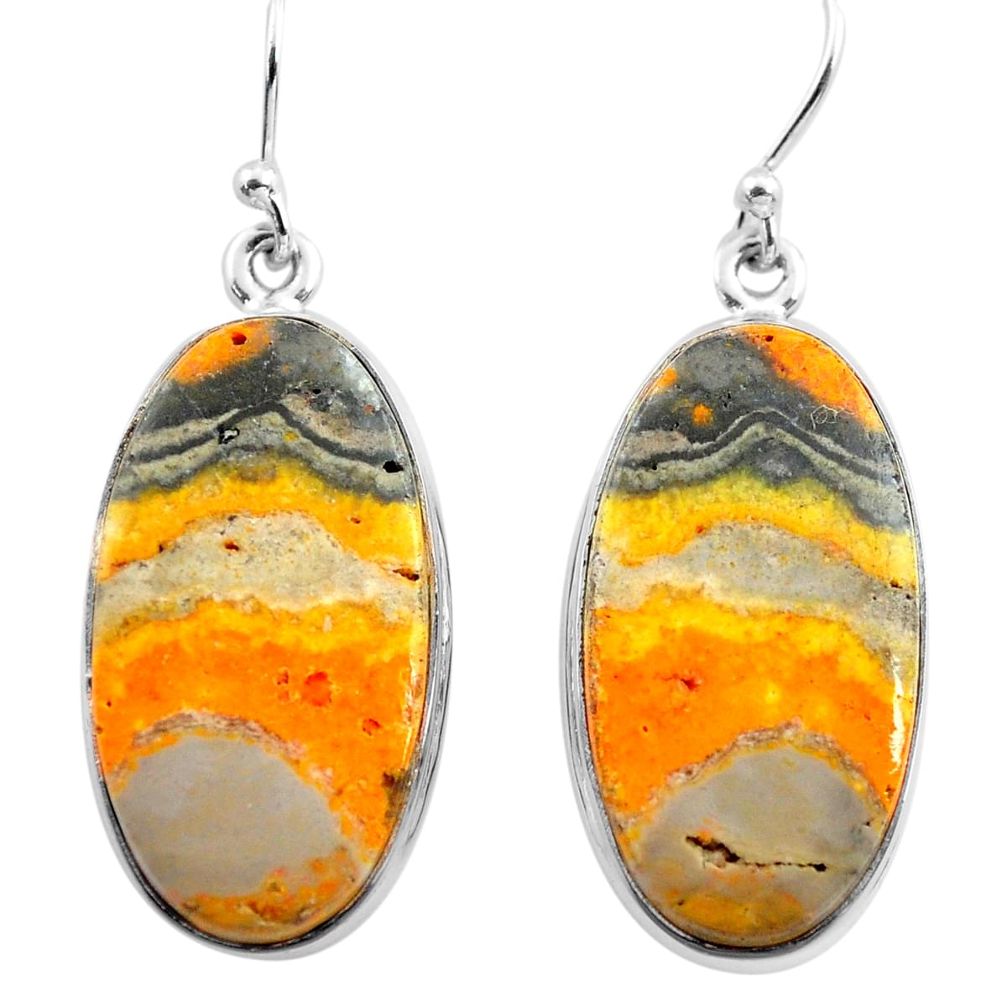 24.00cts natural yellow bumble bee australian jasper 925 silver earrings p72763