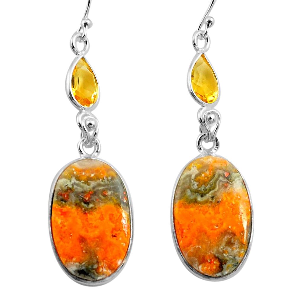 20.40cts natural yellow bumble bee australian jasper 925 silver earrings p78623