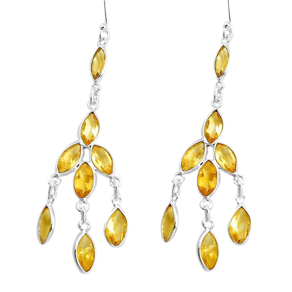 10.89cts natural yellow citrine 925 sterling silver chandelier earrings p43926