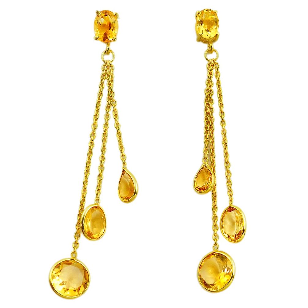14.62cts natural yellow citrine 925 sterling silver chandelier earrings p87446