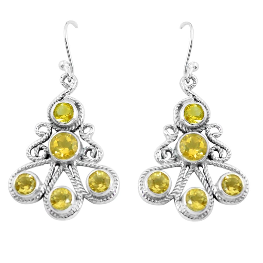8.03cts natural yellow citrine 925 sterling silver dangle earrings d31589