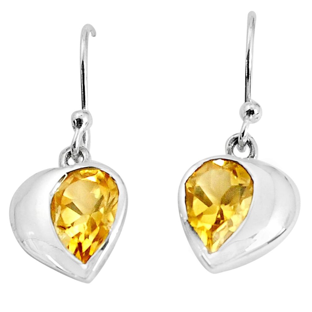 4.34cts natural yellow citrine 925 sterling silver dangle earrings p36736