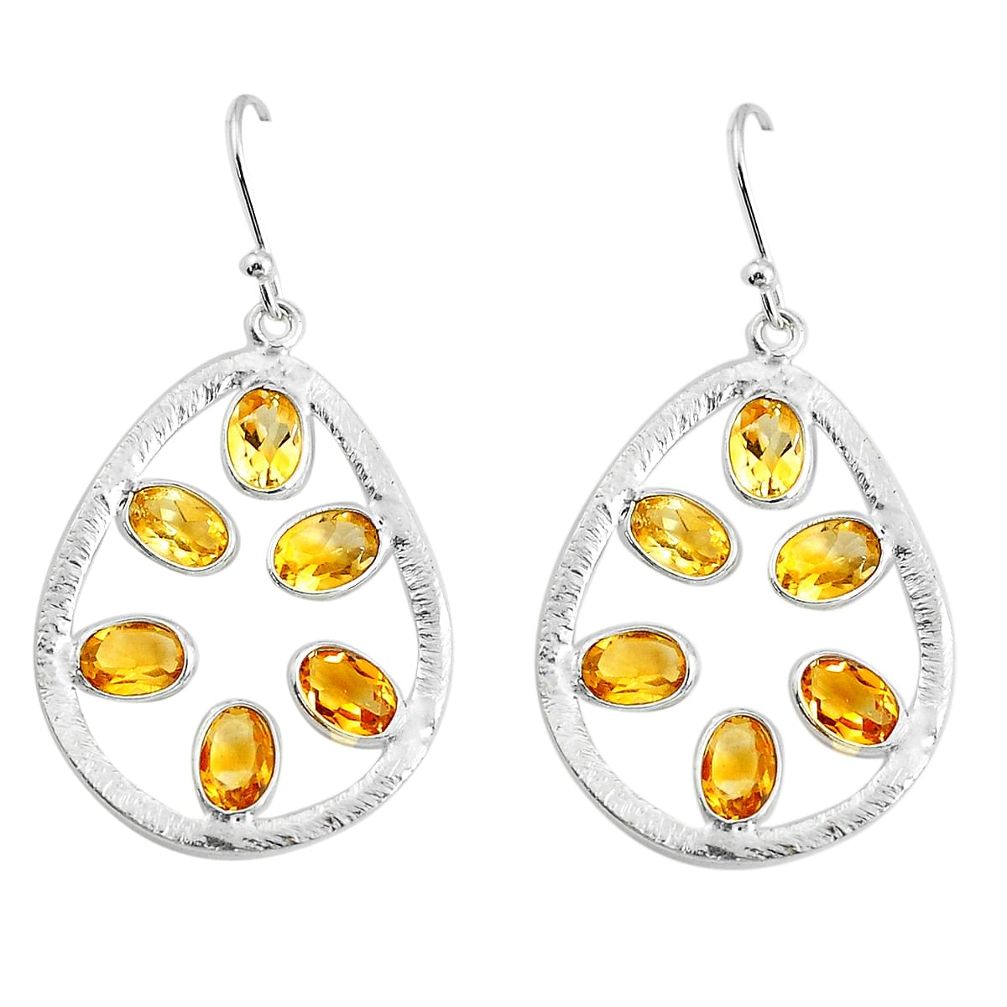 8.87cts natural yellow citrine 925 sterling silver dangle earrings p43785