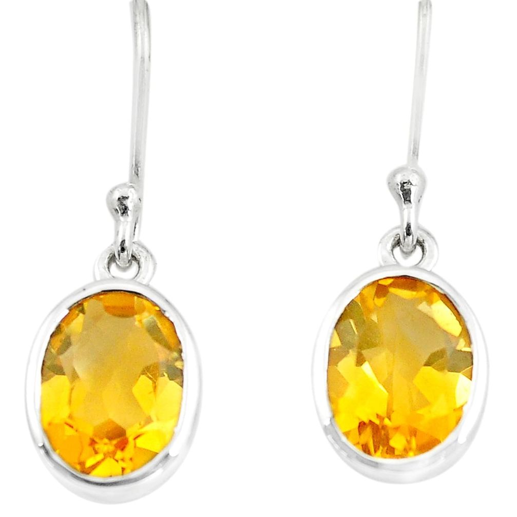 5.63cts natural yellow citrine 925 sterling silver dangle earrings p73502