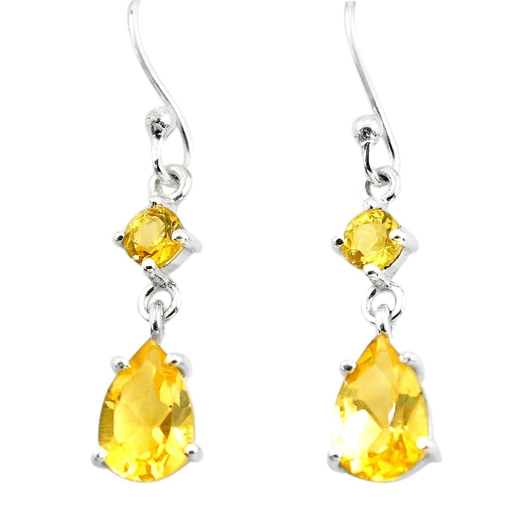 5.42cts natural yellow citrine 925 sterling silver dangle earrings p73543