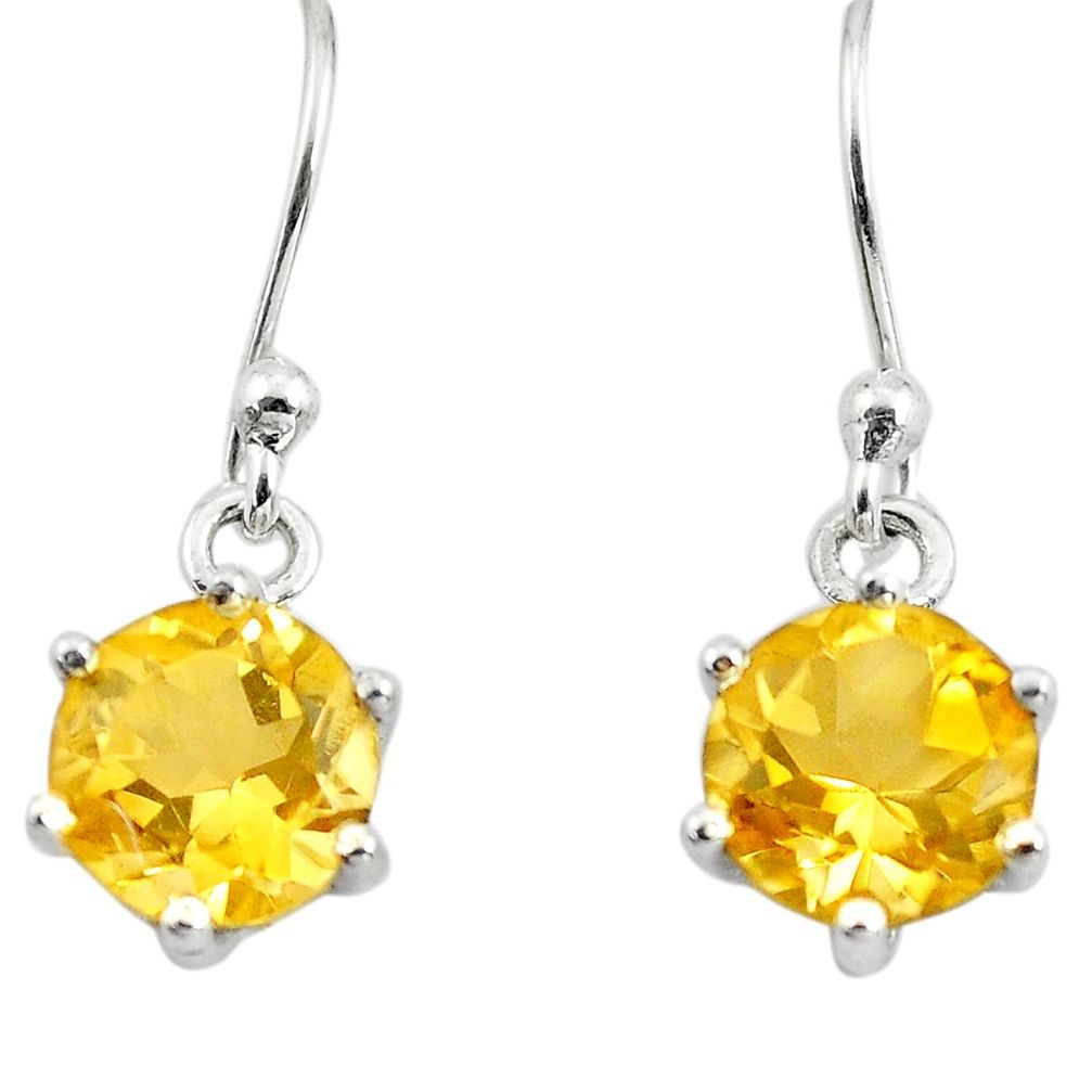 4.91cts natural yellow citrine 925 sterling silver dangle earrings p73641