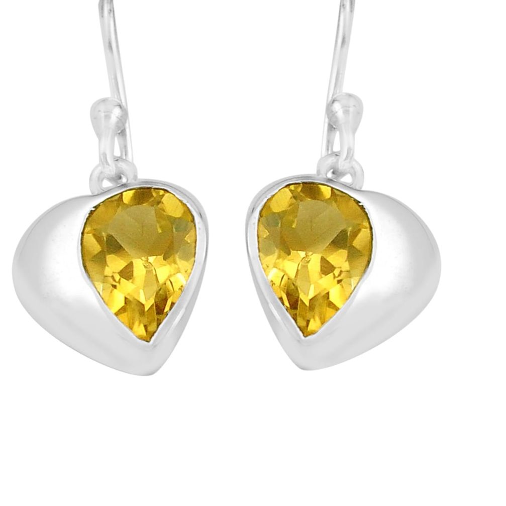 5.17cts natural yellow citrine 925 sterling silver dangle earrings p82307