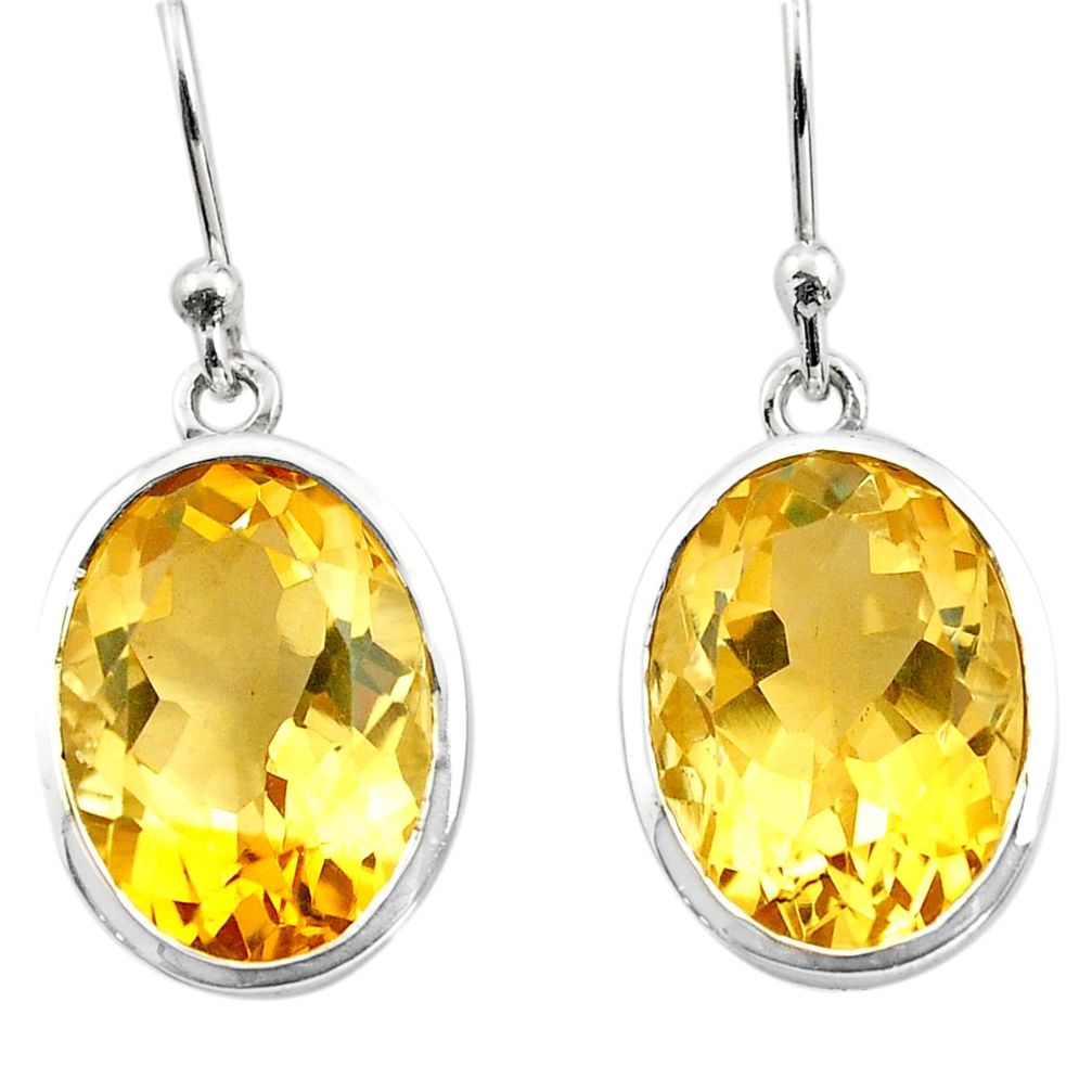 13.09cts natural yellow citrine 925 sterling silver dangle earrings p84066