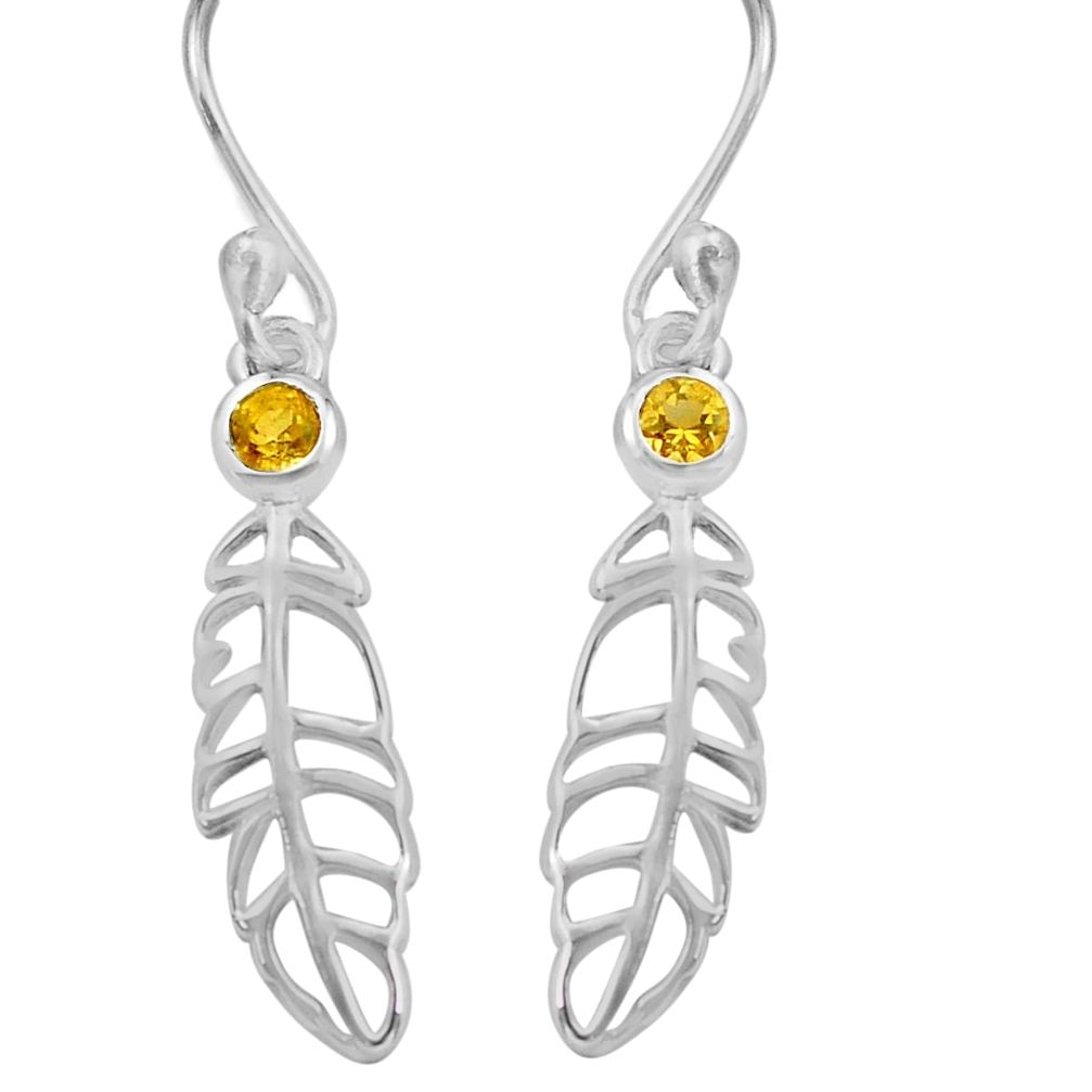 0.57cts natural yellow citrine 925 sterling silver deltoid leaf earrings p82162