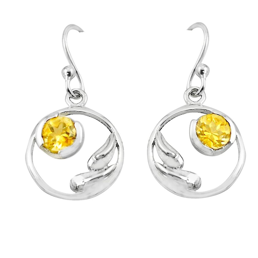 2.02cts natural yellow citrine 925 sterling silver earrings jewelry p62566