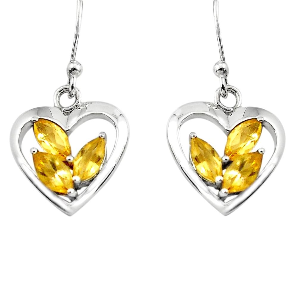 5.87cts natural yellow citrine 925 sterling silver heart love earrings p82366